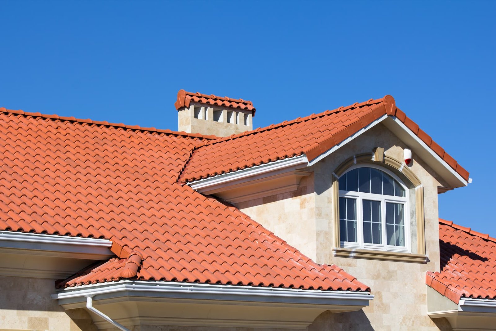 Completed clay tile roof Florida home curb appeal